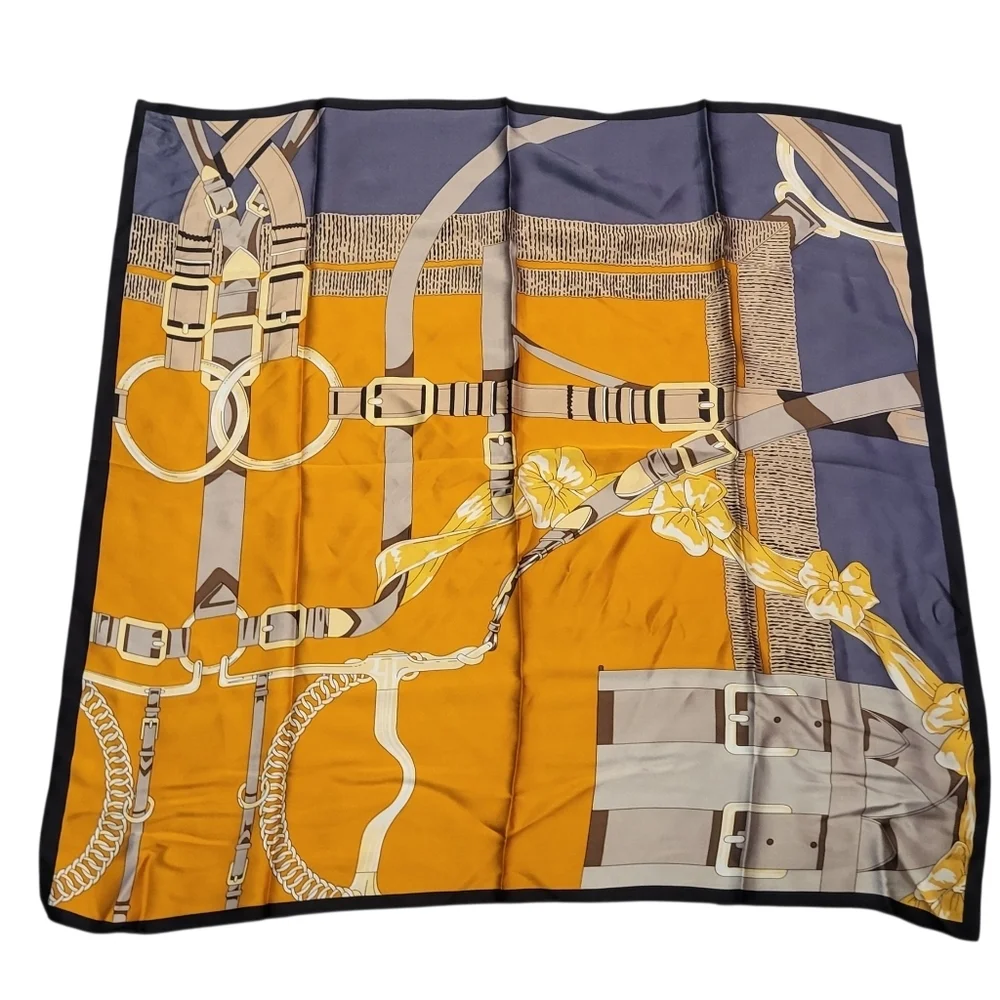 Equestrian Themed Silk Square Scarf - Picture 1 of 7